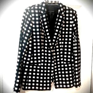 BANANA REPUBLIC BLACK/WHITE SINGLE BREASTED BLAZER SZ 14.COPY